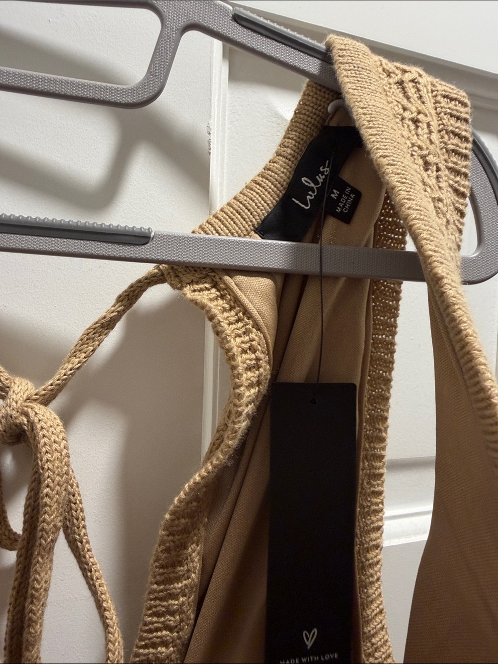 Sleeveless Knit Fit & Flare Dress in Camel - Picture 2 of 4